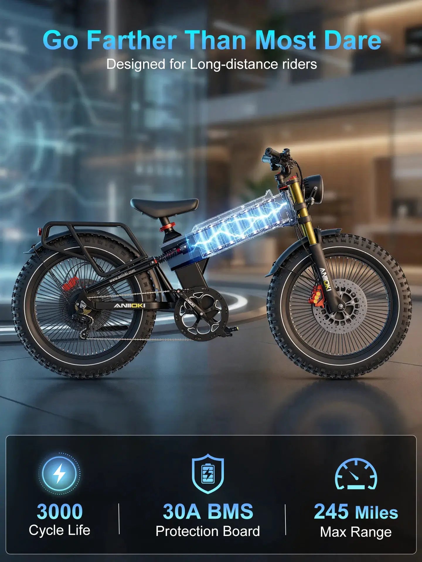 ANIIOKI Electric Bike 6000W 60V Dual Motors Ebike aniioki a9 pro max electric bike adults 45mph aniioki ebike Suspension AirFork by Beastly Survival Outlet