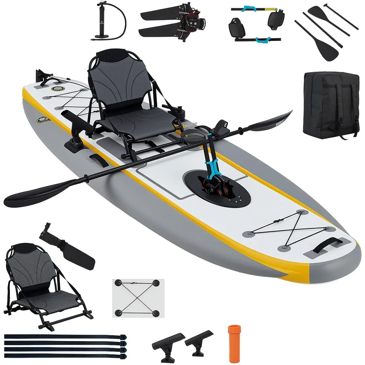 Inflatable Pedal Kayak 12ft With Rudder Fishing Setup EliteX