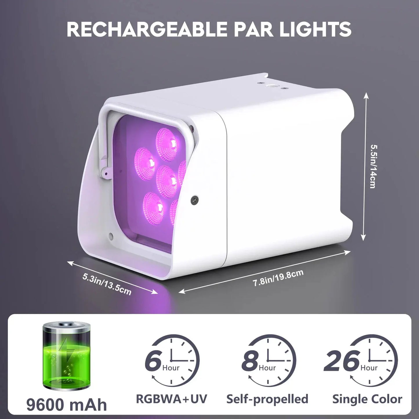 U'King 4PCS RGBWA+UV LED Par Light with Bag 6x18W DMX Stage Light Rechargeable Built-in Battery Wireless Par Light Dyeing Light by Beastly Survival Outlet