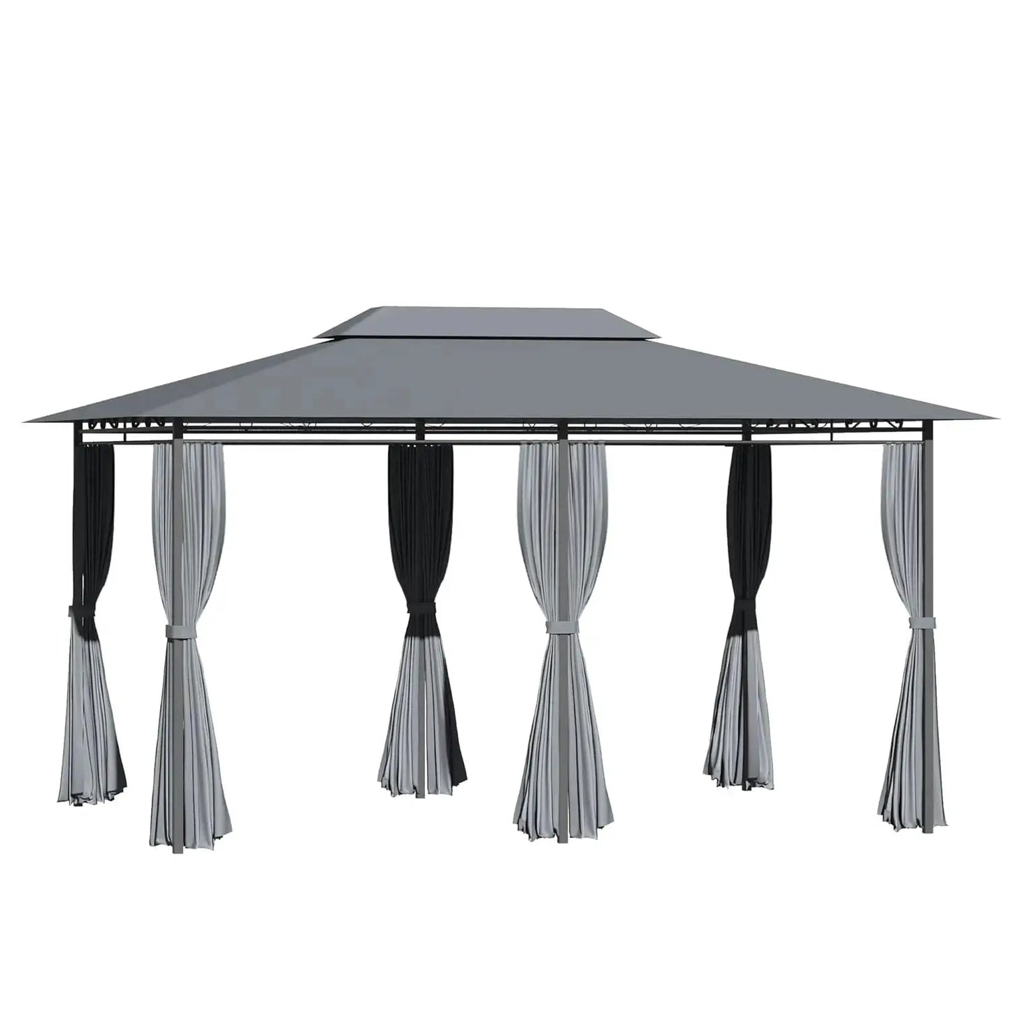 10x13 Patio Gazebo With Curtains Vented Roof And Steel Frame by Beastly Survival Outlet