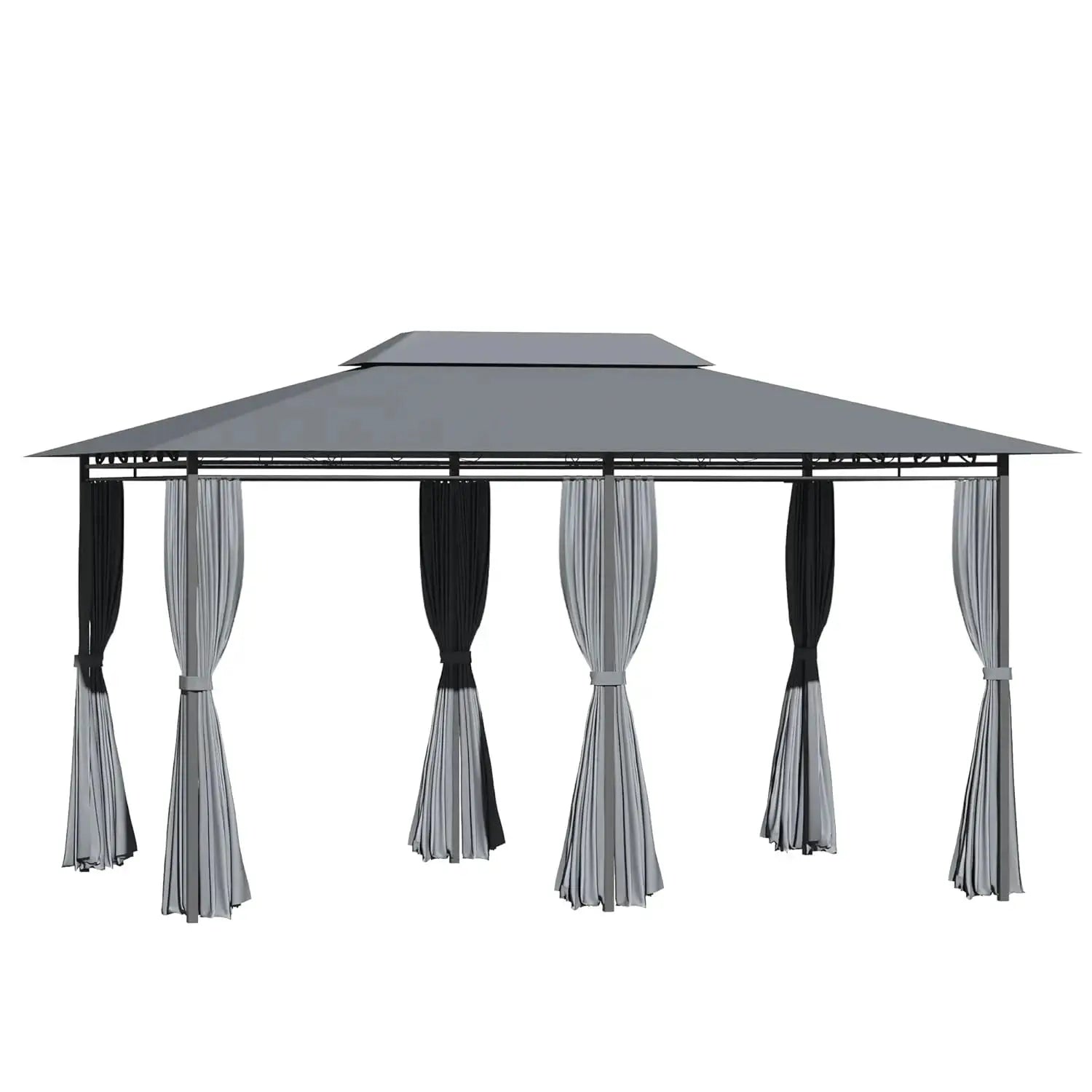 10x13 Patio Gazebo With Curtains Vented Roof And Steel Frame by Beastly Survival Outlet