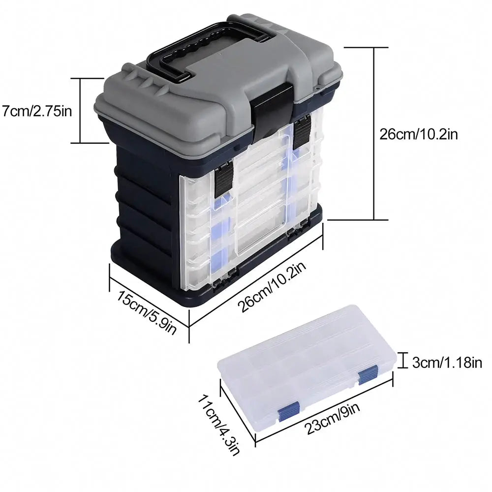 YJ 4-Tier Multi-Functional Fishing Handheld Storage Box Adjustable Dividers Portable Fishing Tackle Lure Tool Box Arts Crafts by Beastly Survival Outlet