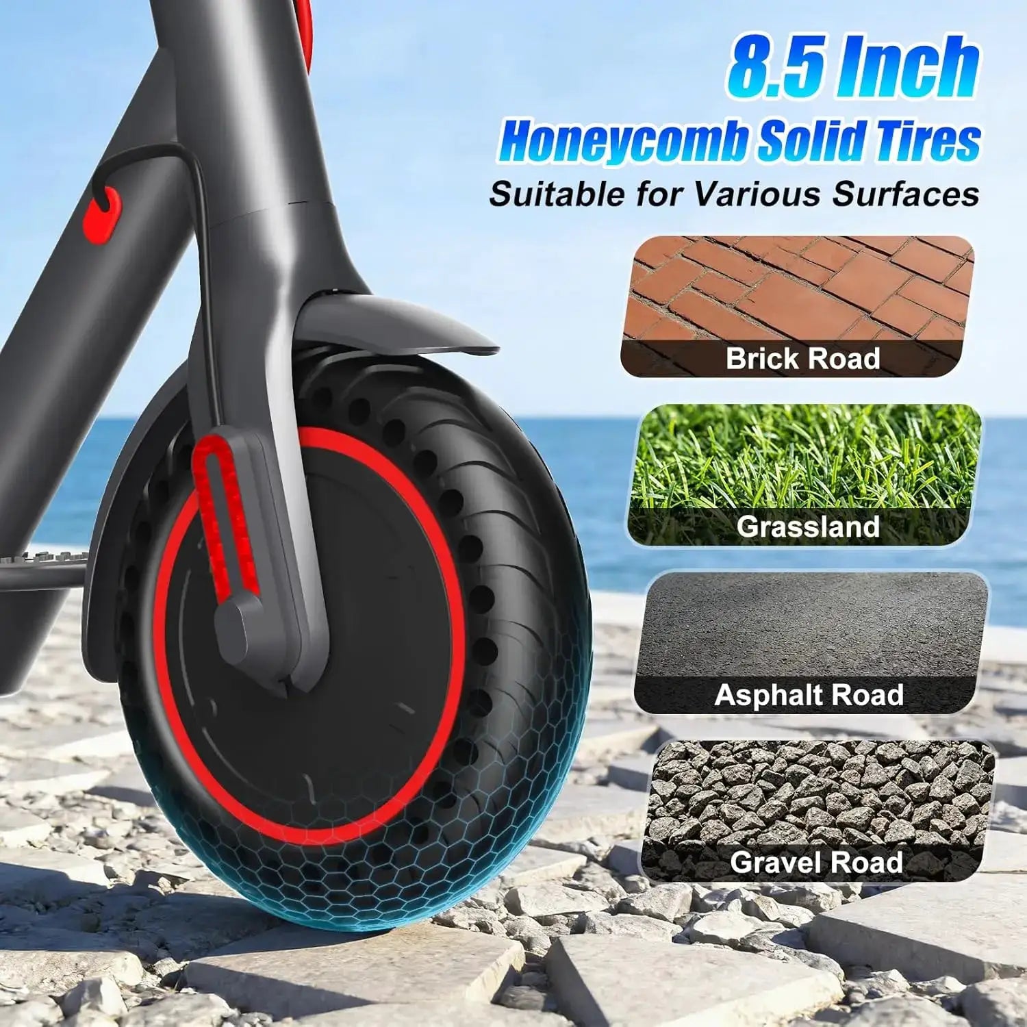OBX 500W Motor Folding Electric Scooter For Adults 36V 5.2AH Battery Rang 8.5'' Solid Tire 18MPH 15Miles Long Range APP Control by Beastly Survival Outlet