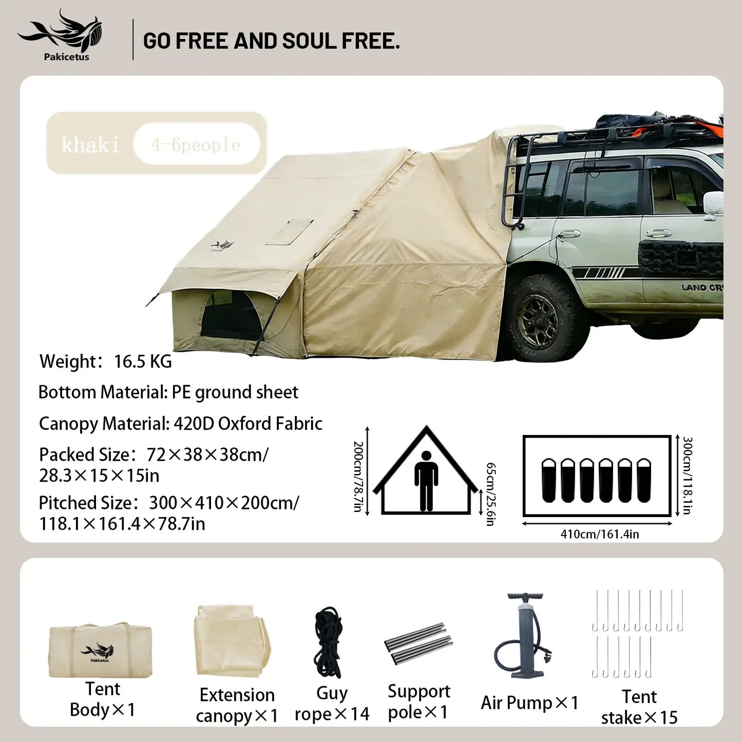 Pakicetus Quick Setup Inflatable Camping Tent, Waterproof Family Tent for 4-8 Persons, Portable Air Tent with Carry Bag by Beastly Survival Outlet