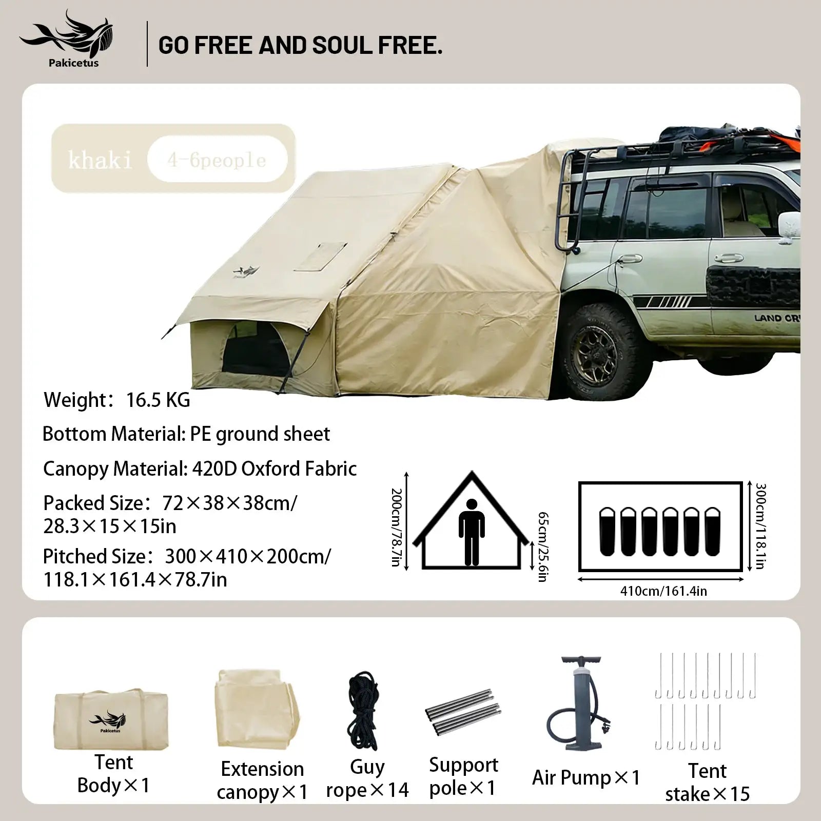 Pakicetus Quick Setup Inflatable Camping Tent, Waterproof Family Tent for 4-8 Persons, Portable Air Tent with Carry Bag by Beastly Survival Outlet