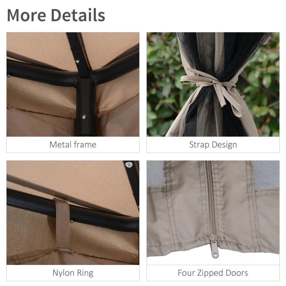 Spacious Outdoor Patio Gazebo With 2-Tier Roof And Netting