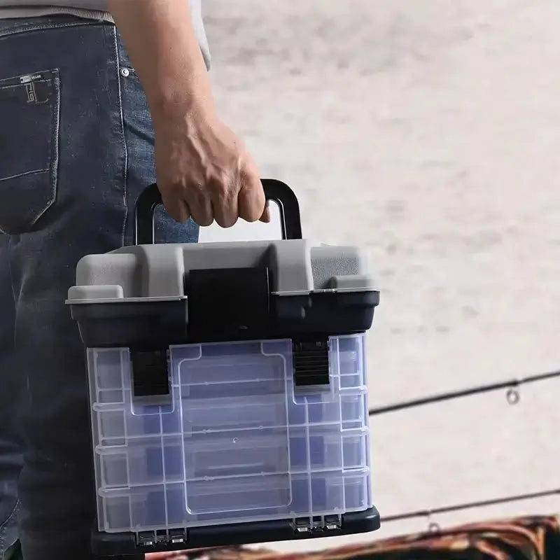 YJ 4-Tier Multi-Functional Fishing Handheld Storage Box Adjustable Dividers Portable Fishing Tackle Lure Tool Box Arts Crafts by Beastly Survival Outlet