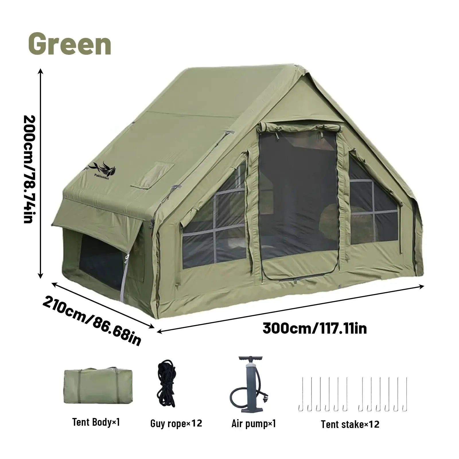PAKICETUS Inflatable Tent With Skylight, Quick Setup Blow Up Tents With Pump, 4-6 PersonOutdoor Family Luxury Tent by Beastly Survival Outlet