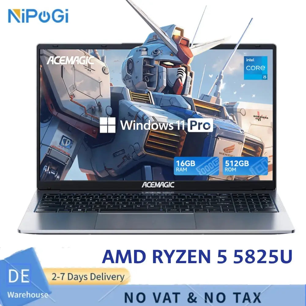 NIPOGI LX15Pro Laptop,ΑΜD Ryzen-7 5700U Computer,15.6-inch FHD (1920 x 1080) Display,16GB DDR4 512GB SSD 180° Fold,WiFi 6 BT5.2 by Beastly Survival Outlet