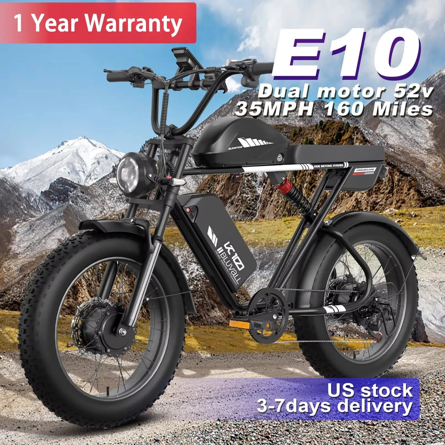 Moobelo 2000W Fat Tire Ebike With Removable 52V Battery Pack