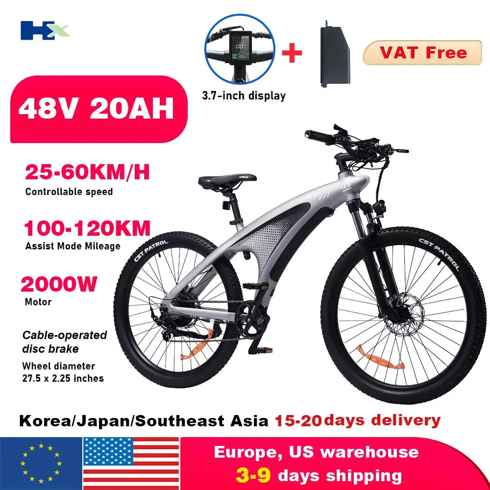HX Q5 Ebikes 2000W Adults Electric Bike Bicycle 2000W 48V 20AH 27.5 Inch Off-Road Tire Electric E Bikes Mountain Ebike by Beastly Survival Outlet