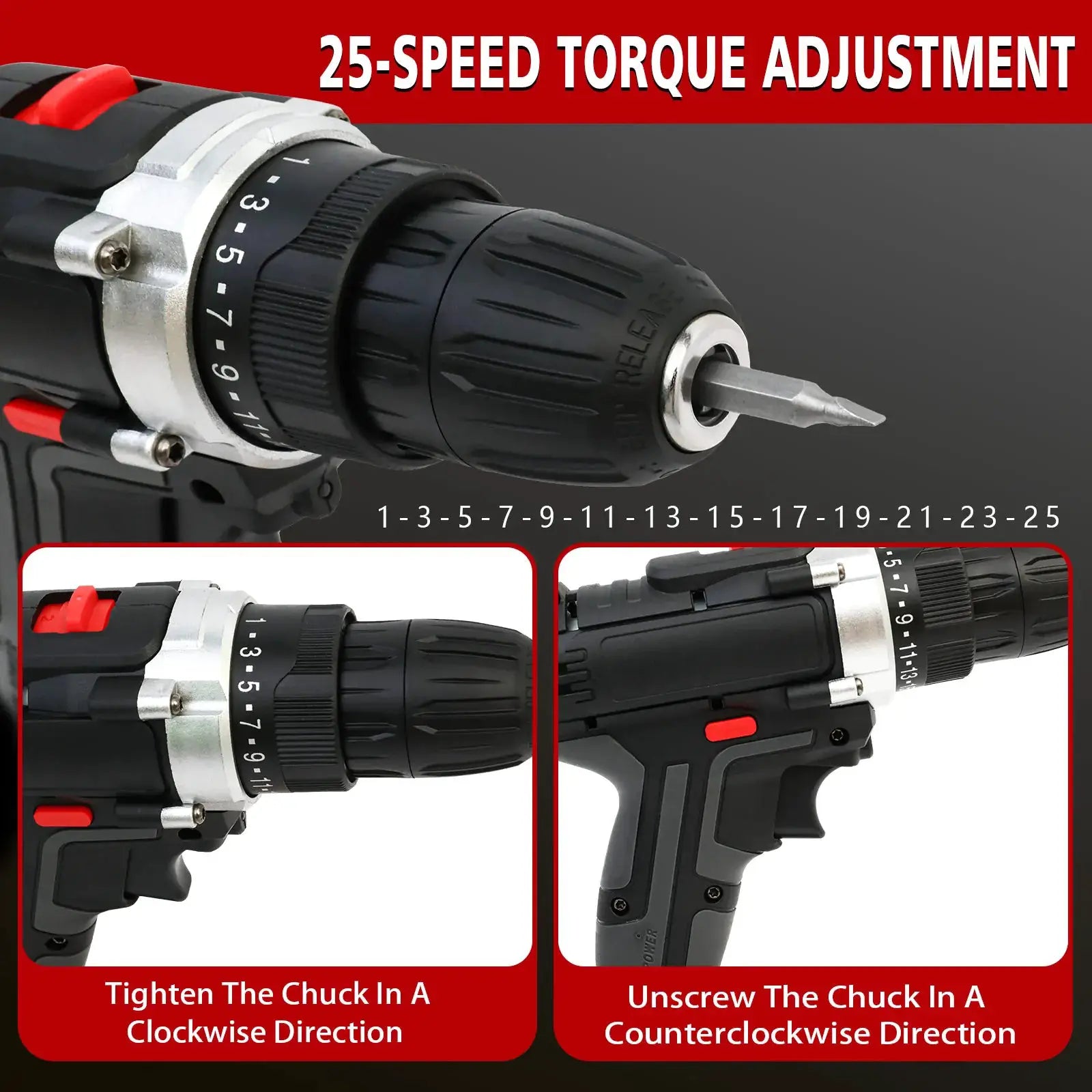 Cordless Drill Impact Driver 21V with 2 Batteries Lithium-Ion and Charger for Drilling Screw Tightening/Loosening Power Tool by Beastly Survival Outlet