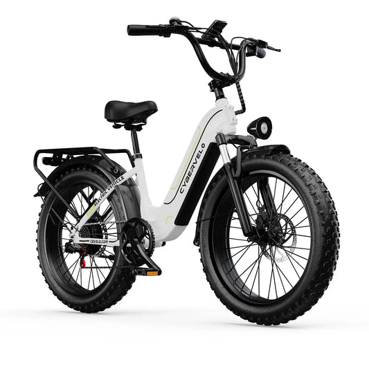 Cybervelo 26" Step-Thru Commuter, 1000W Peak 48V 25Ah Detachable Battery, Long Range 7-Speed Shift Electric Bike for Adult EK7 by Beastly Survival Outlet
