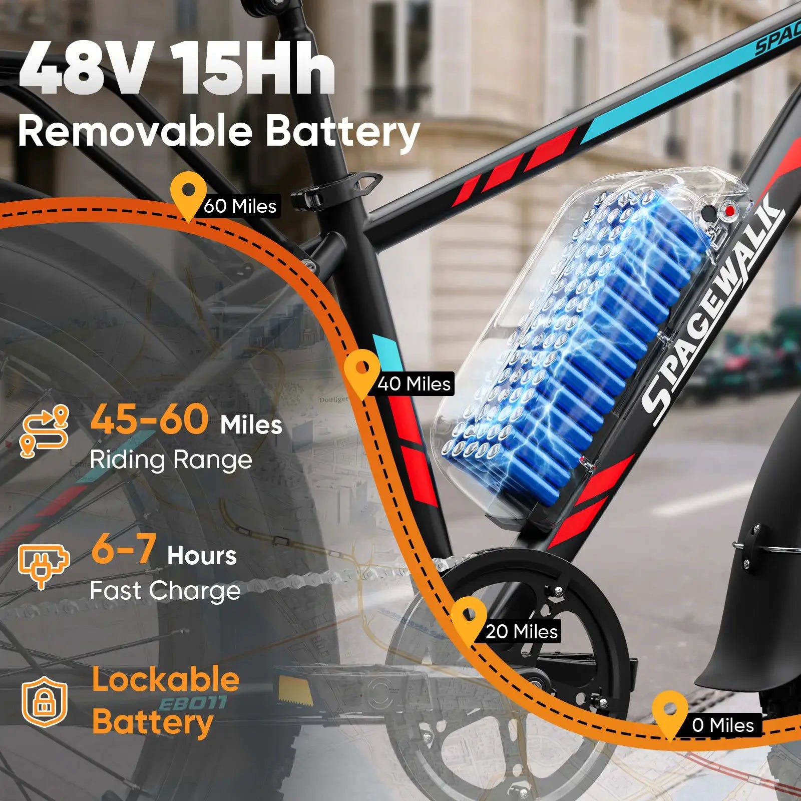 Spacewalk 1500W Peak Electric Bike for Adults, 48V 15Ah Removable Battery Fat Tire Ebike, 28MPH High Speed Long Range 60 Miles Electric Bicycle, 26×4.0 All Terrain Mountain E Bike with LCD Display & 7 Speed Gear by Beastly Survival Outlet