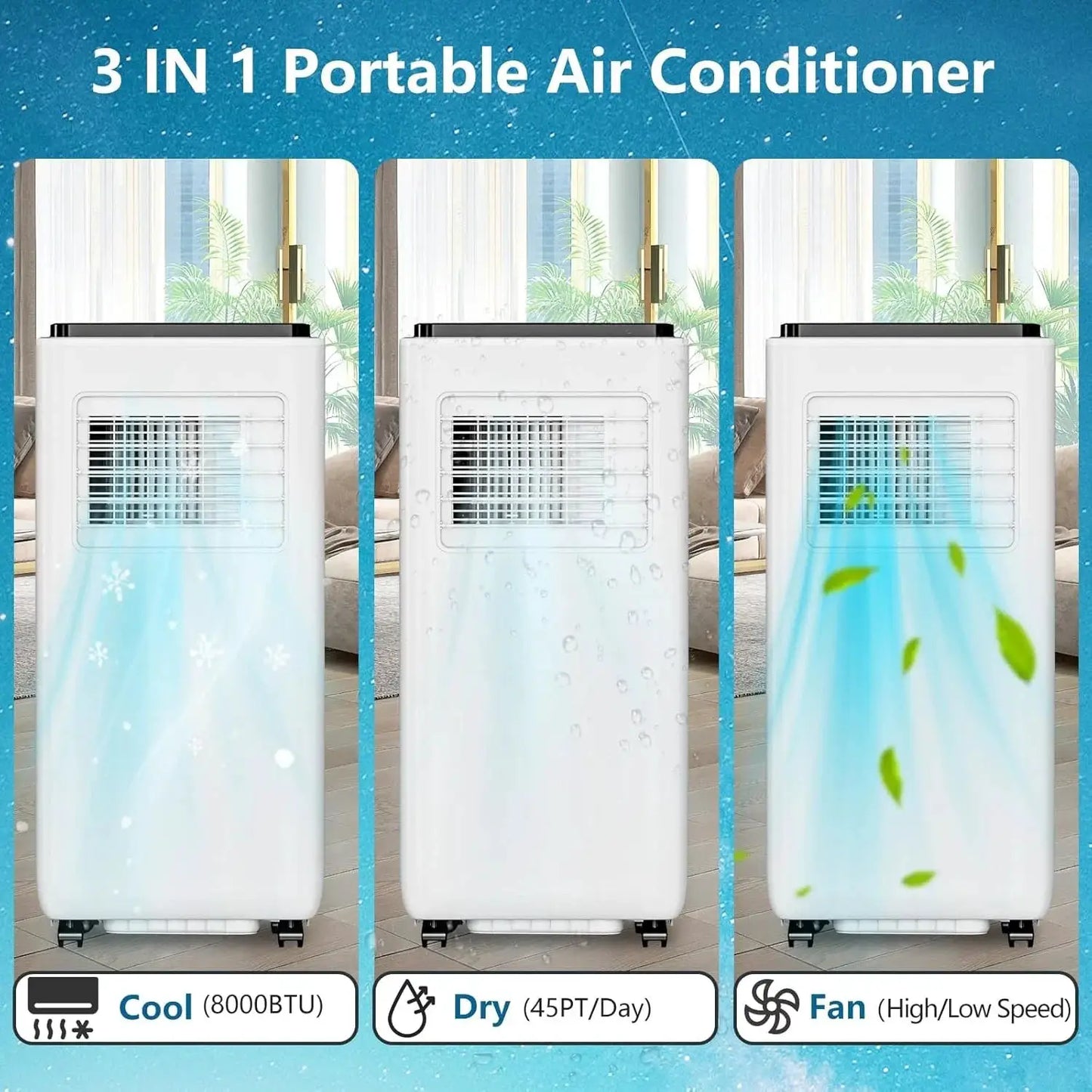 8000 BTU Compact Air Conditioner 3 In 1 Cooling Dehumidifier by Beastly Survival Outlet