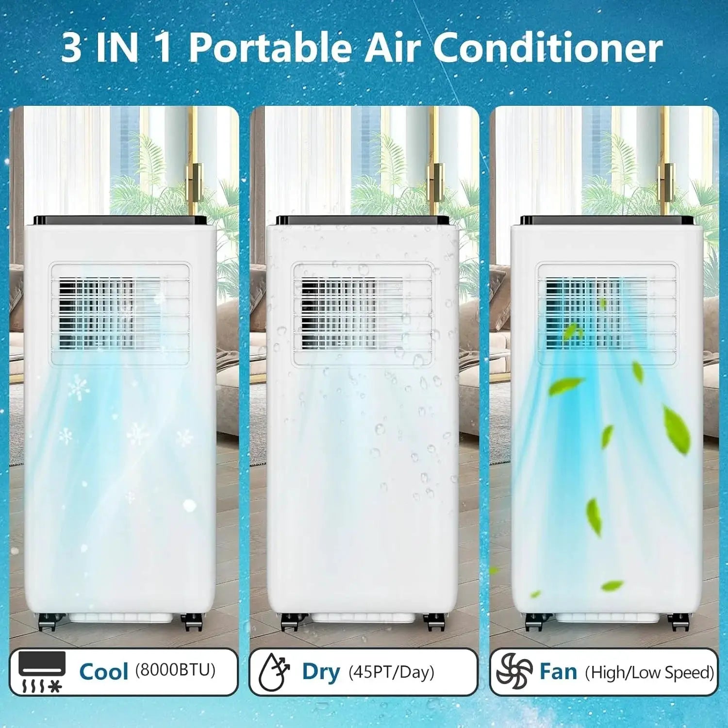 8000 BTU Compact Air Conditioner 3 In 1 Cooling Dehumidifier by Beastly Survival Outlet