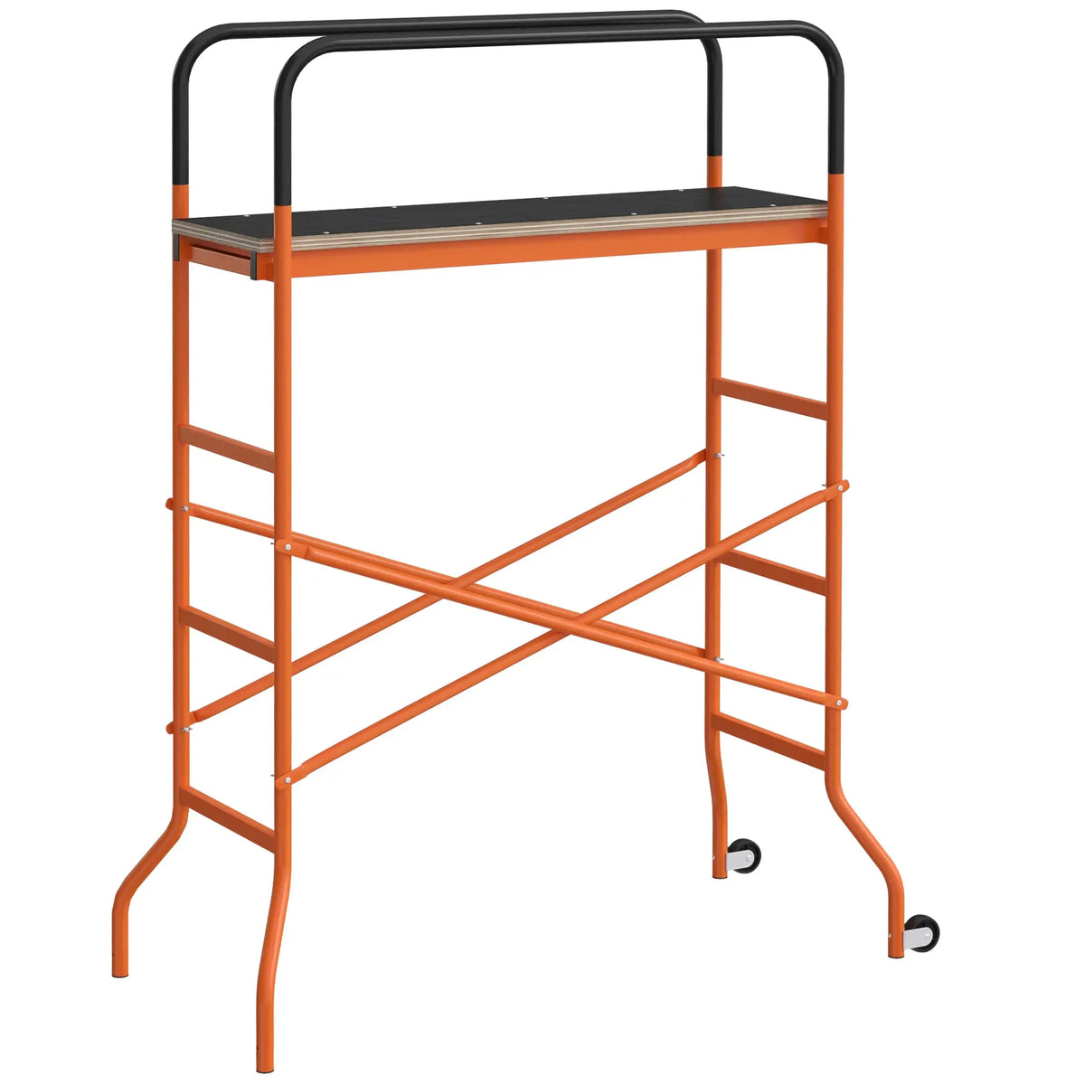 Homcom 4-Step Steel 4.6 X 2 X 6 Ft. Scaffold 2 Wheels Free Moving Orange by Beastly Survival Outlet