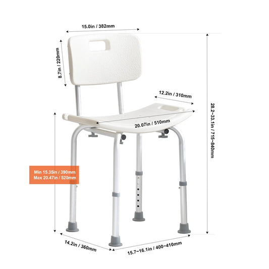 Adjustable Height Shower Chair For Elderly And Disabled
