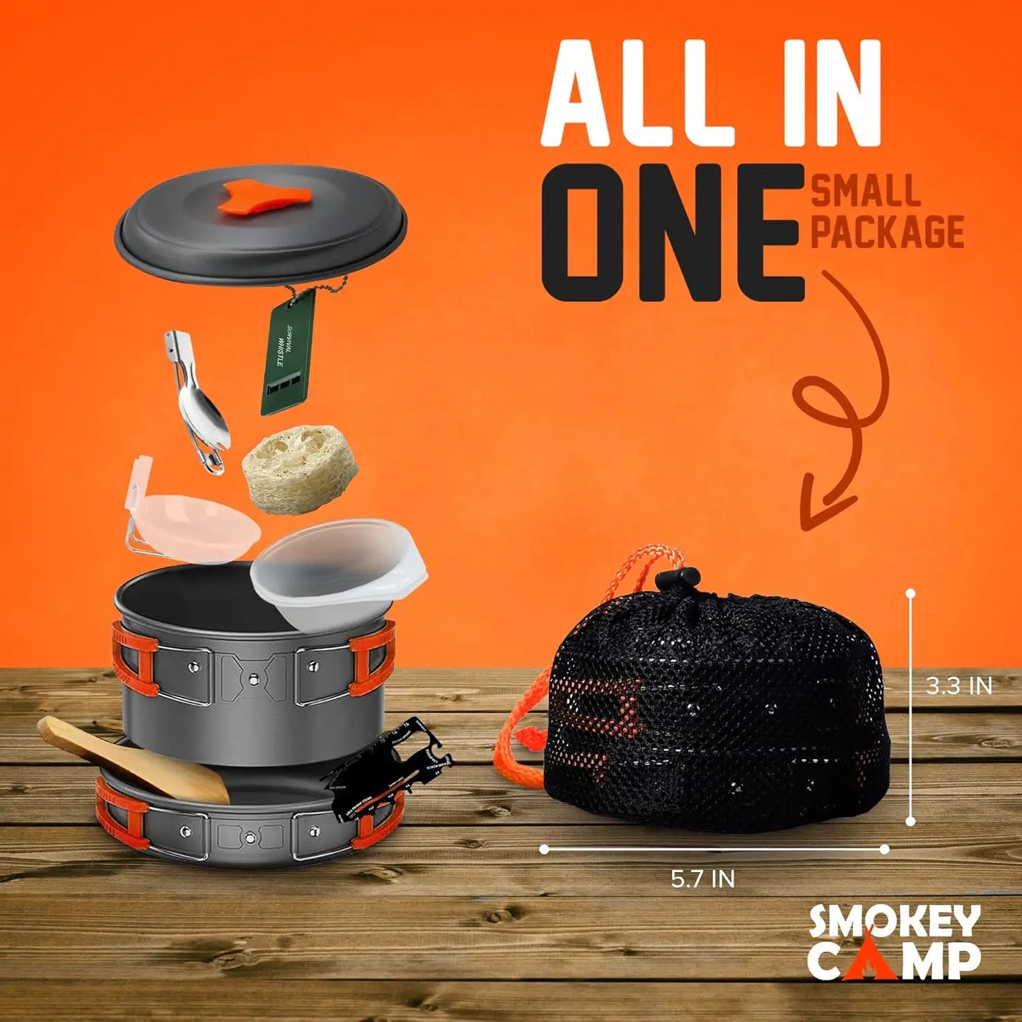 All In One Camping Cookware Mess Kit With Stove And Pots Set
