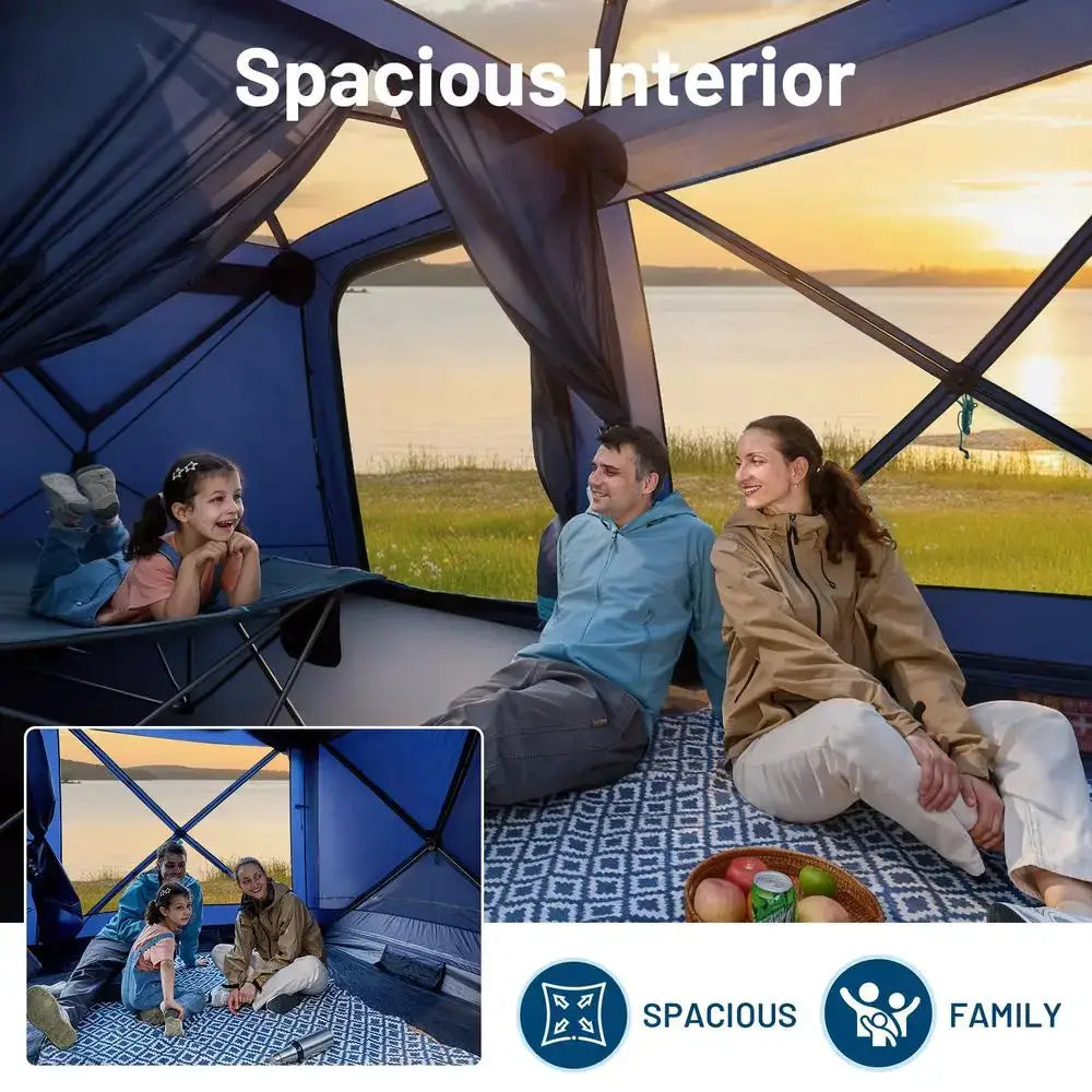 4 6 8 Person Instant Pop Up Cabin Tent, Easy 60 Second Setup, Weather Resistant Camping Family Hub Tent with Rain Fly and Carry by Beastly Survival Outlet