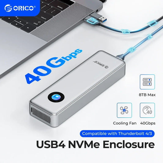 Orico RGB USB4 40Gbps M2 NVMe SSD Enclosure 8TB Fan AluBodyX