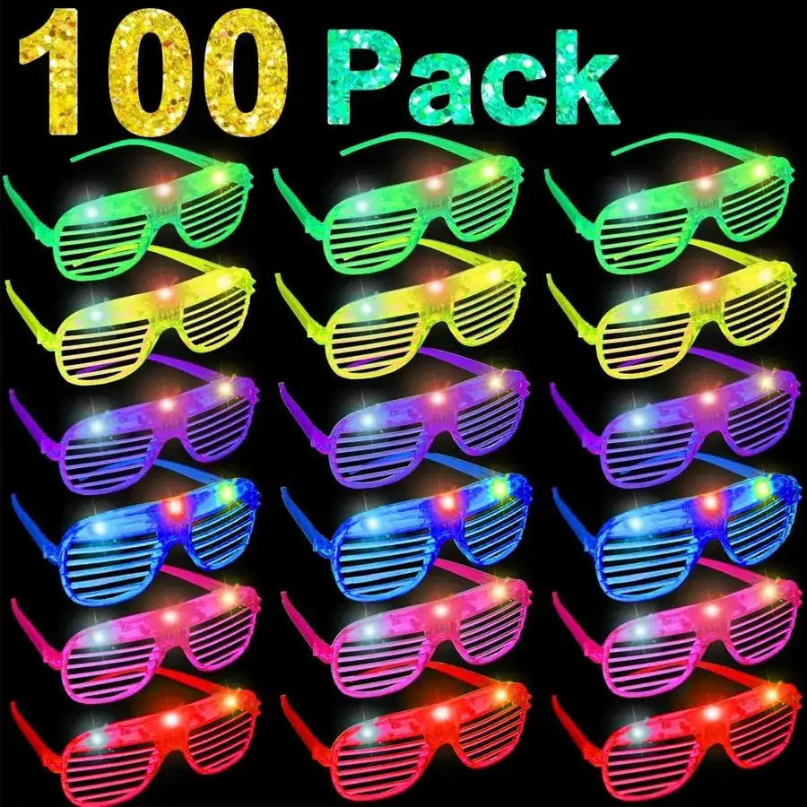 LED Light Up Glasses Bulk Party Supplies 100 Pack For Events by Beastly Survival Outlet