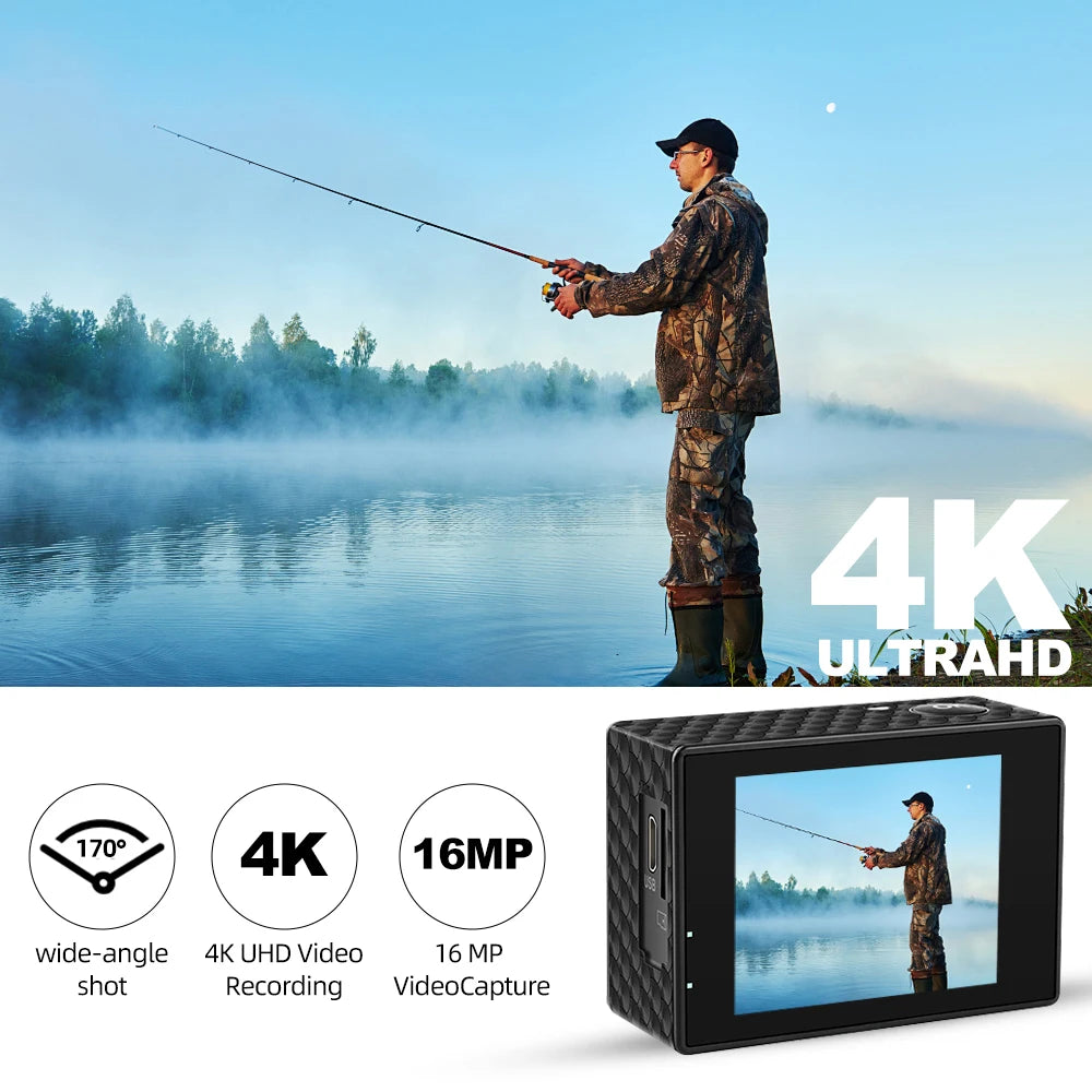 Action Camera Ultra HD 4K 30FPS 16MP Waterproof 30M Helmet