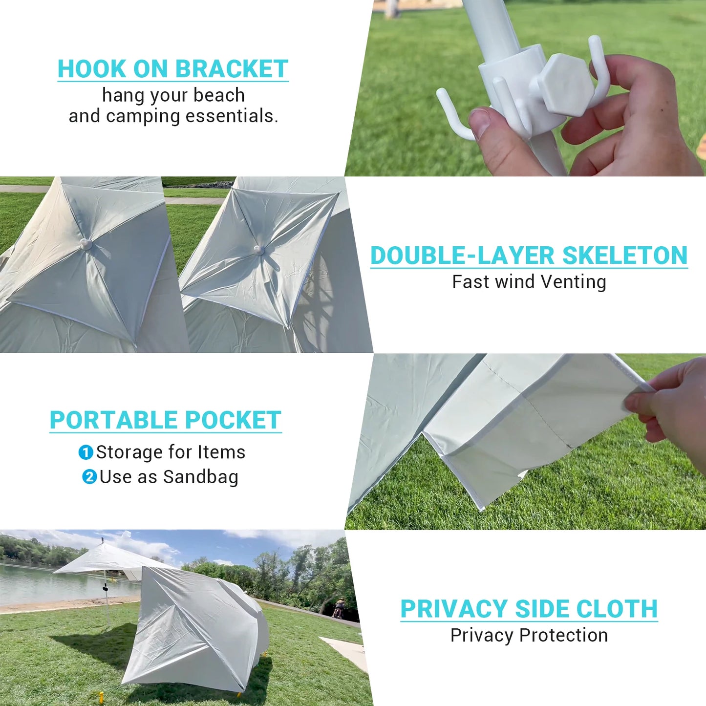 KingCamp Beach Umbrella Tent Outdoor Sun Shelter for Camping