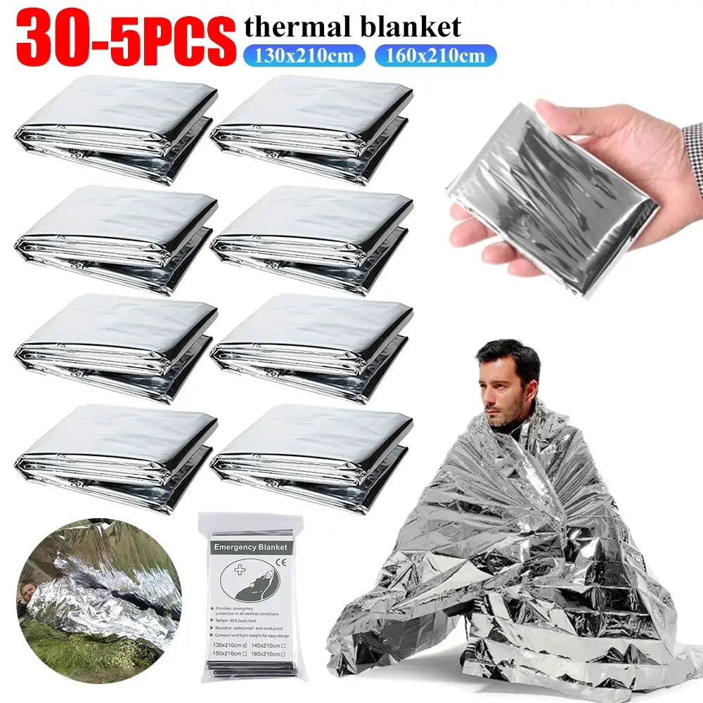 30-1PCS Emergency Rescue Blanket Outdoor Survive First Aid survival blanket Military Rescue Kit Rescue Foil Thermal Blanket by Beastly Survival Outlet
