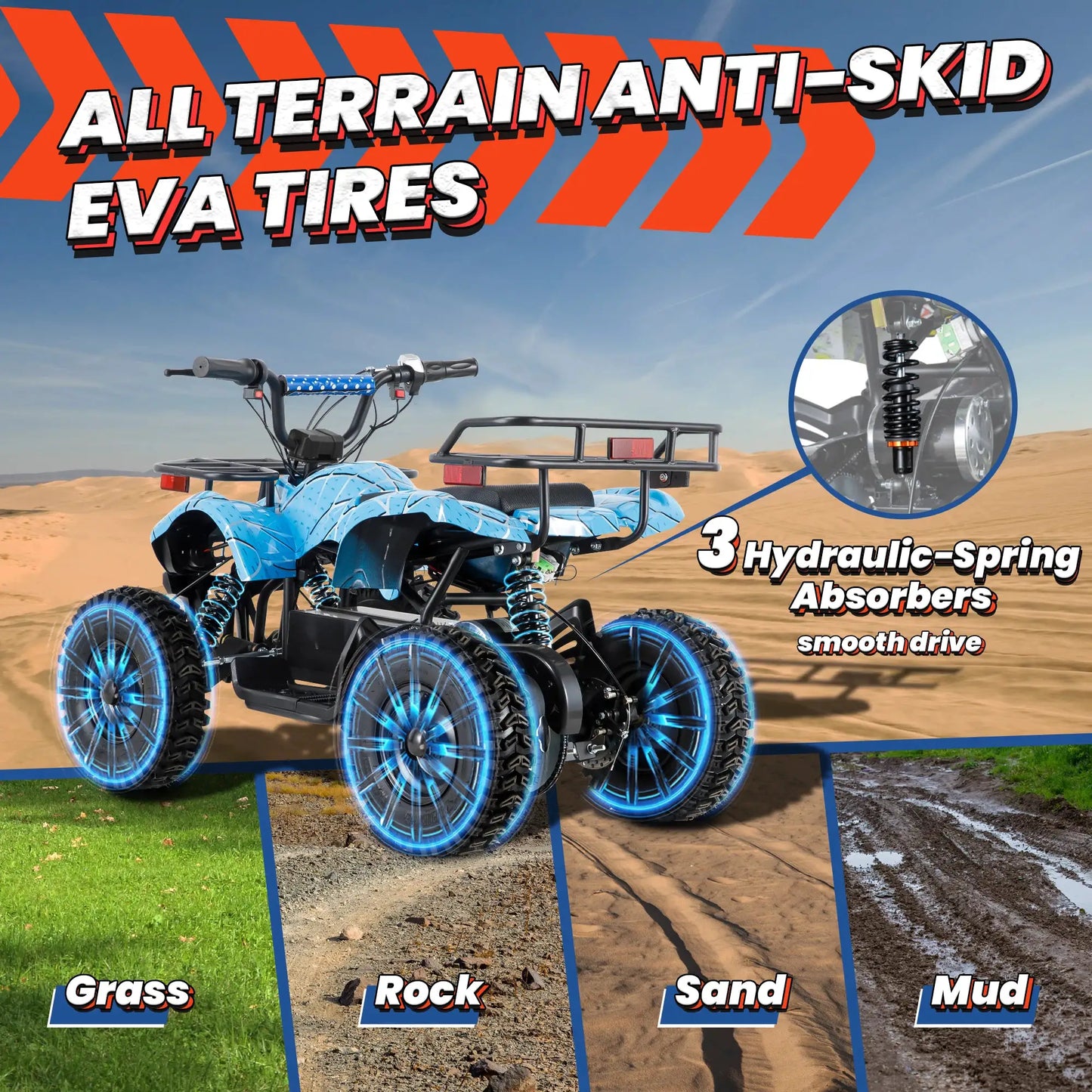 36V Electric ATV Quad With 500W Brushless Motor For Kids Fun by Beastly Survival Outlet