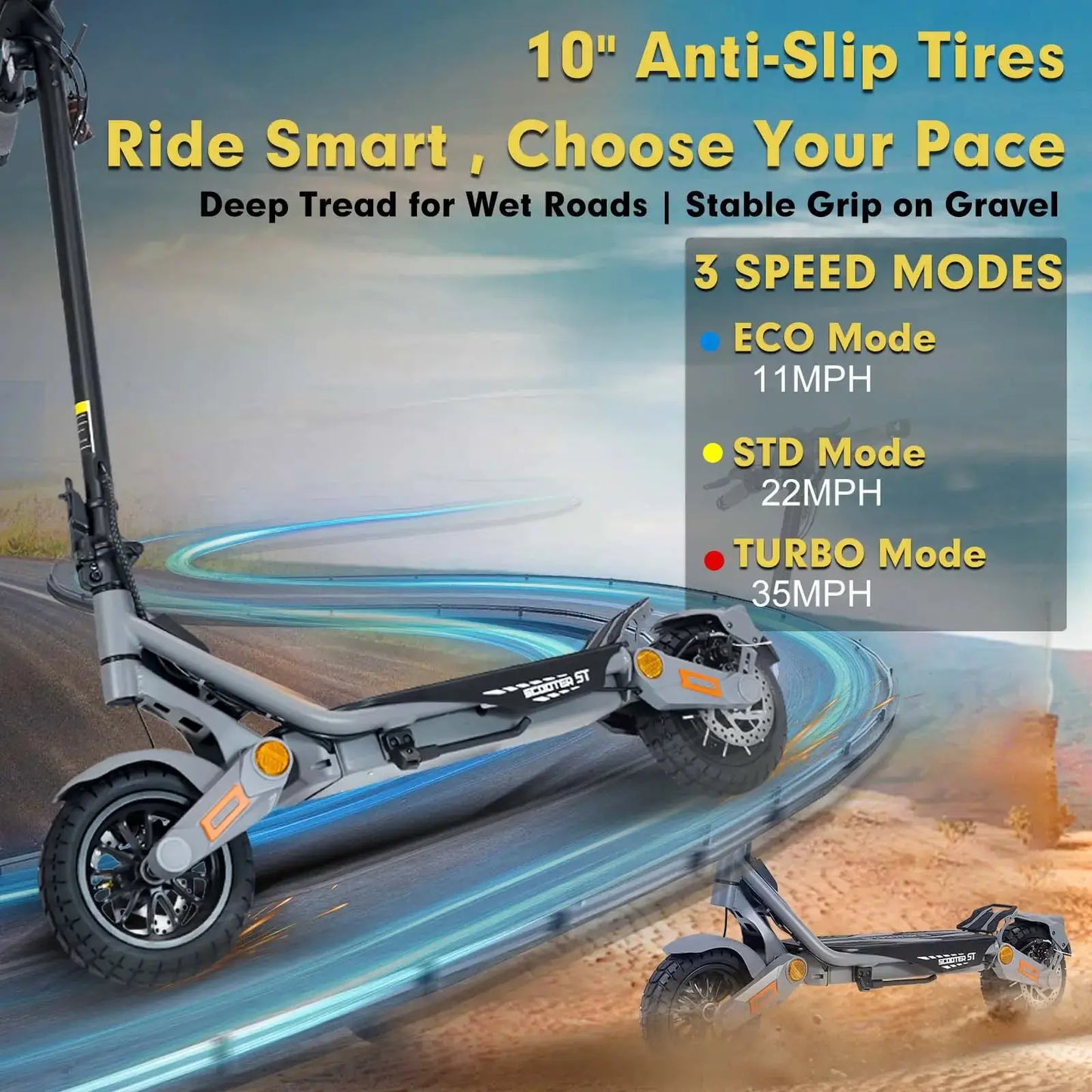 Electric Scooter for Adults 1200W Motor, 48V Lithium Battery, 35MPH Max Speed, 10" Off Road Tires, Disc Brakes, Foldable E Scooter by Beastly Survival Outlet