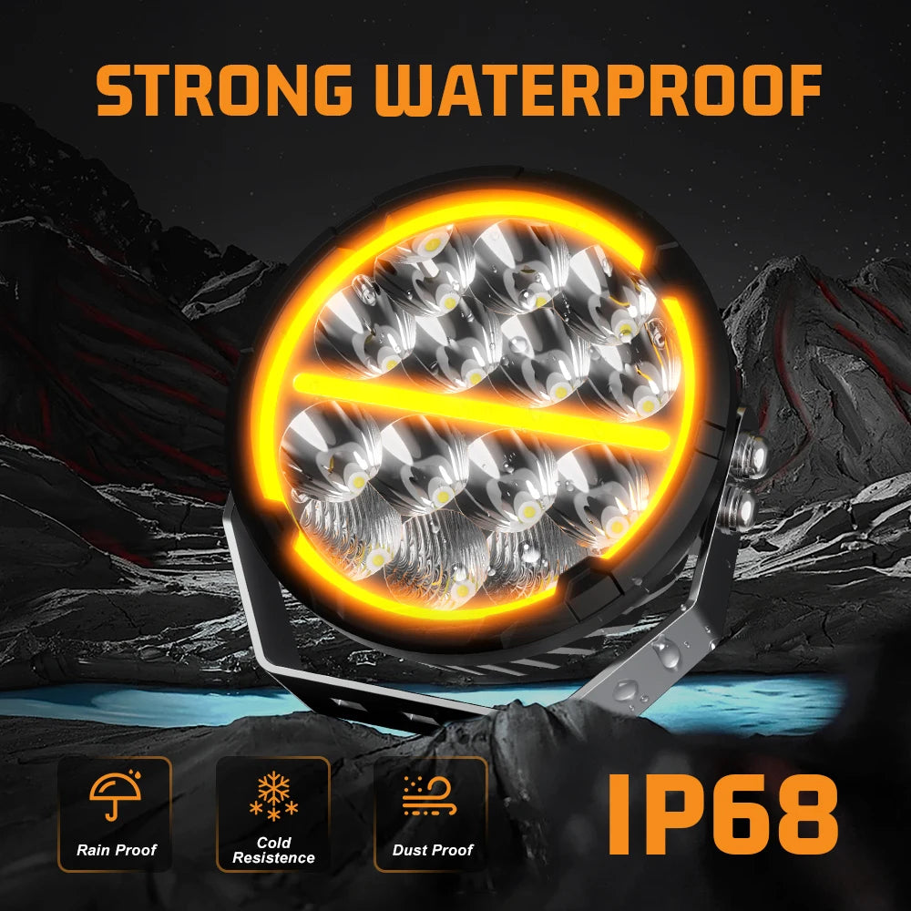 Co Light Six Point Five Inch Led Offroad Driving Lights White Amber Drl Spot Flood Combo 60000lm For 4x4