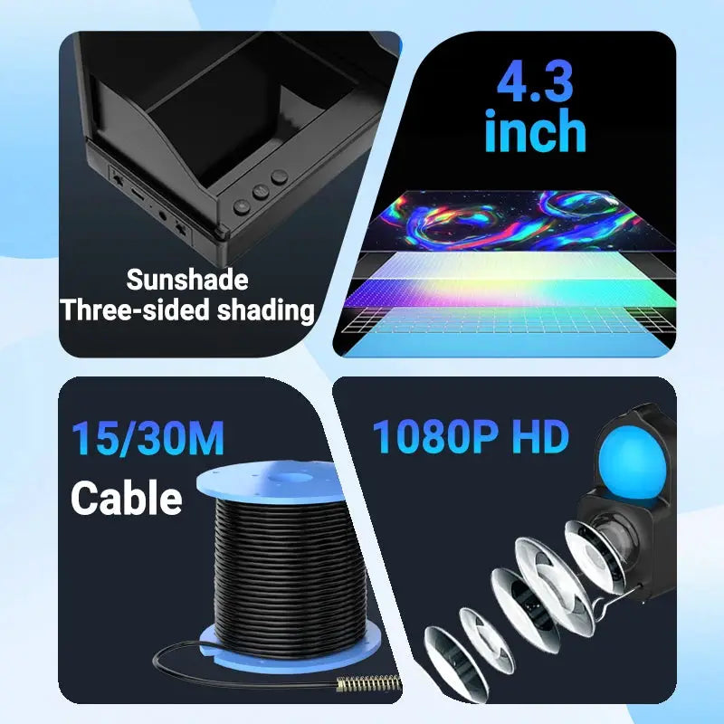 Fish Finder IP68 Waterproof Underwater Fishing Camera With Monitor Portable With Night Vision & Depth Finder For Ice Lake Sea by Beastly Survival Outlet