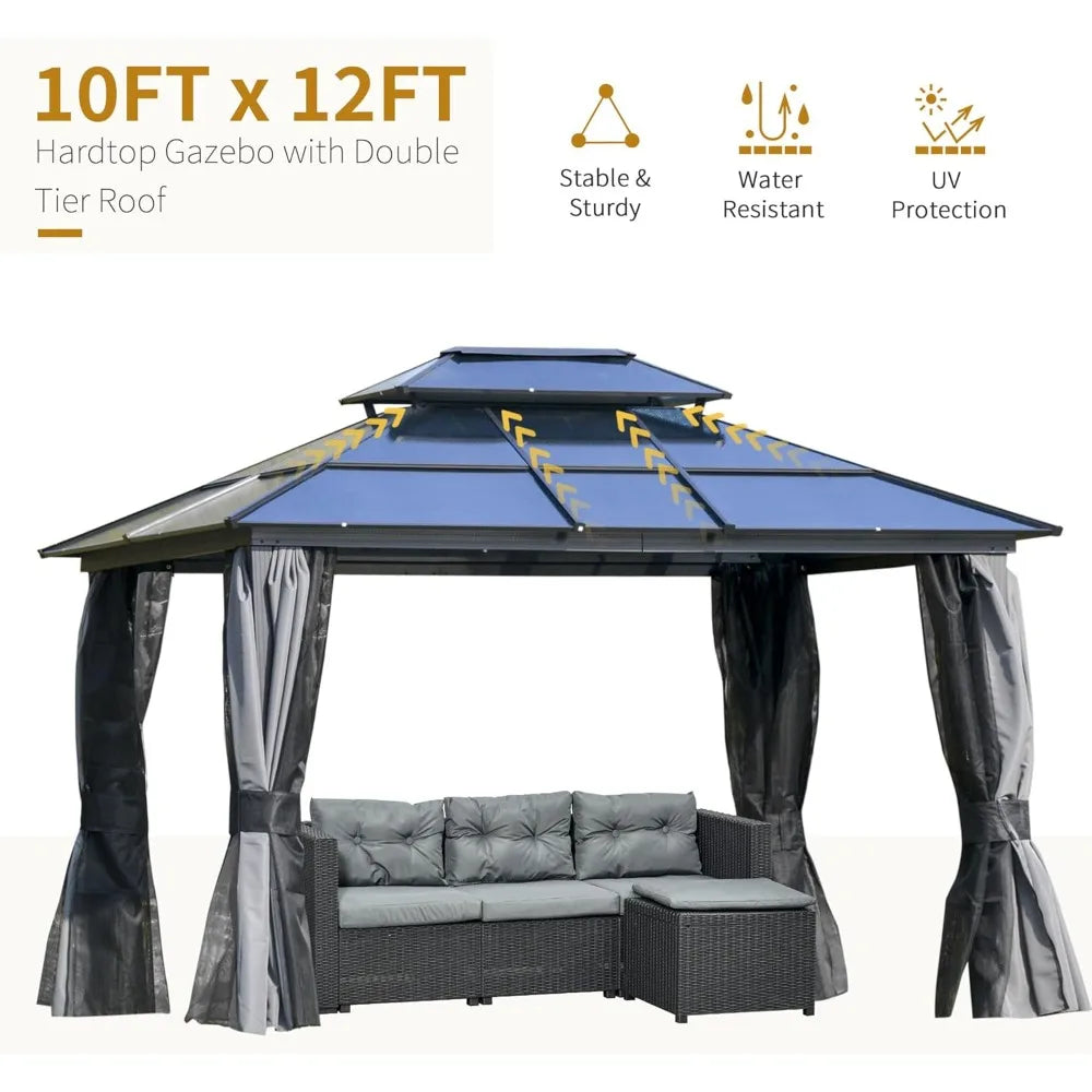 10 By 12 Hardtop Gazebo With Aluminum Polycarbonate Roof