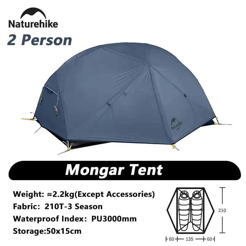 Naturehike Mongar Ultralight Tent 2 Person Waterproof PU3000mm Camping Tent Double Layer Outdoor Travel Hiking Tent by Beastly Survival Outlet