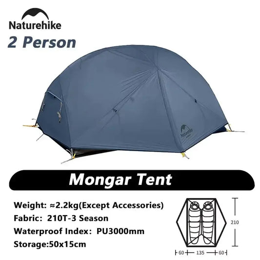 Naturehike Mongar Ultralight Tent 2 Person Waterproof PU3000mm Camping Tent Double Layer Outdoor Travel Hiking Tent by Beastly Survival Outlet