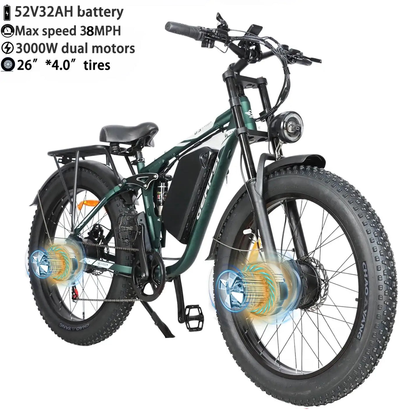 Baolujie Peak Dual Motor Electric Bike 3000W 5000W 48V 38MPH by Beastly Survival Outlet