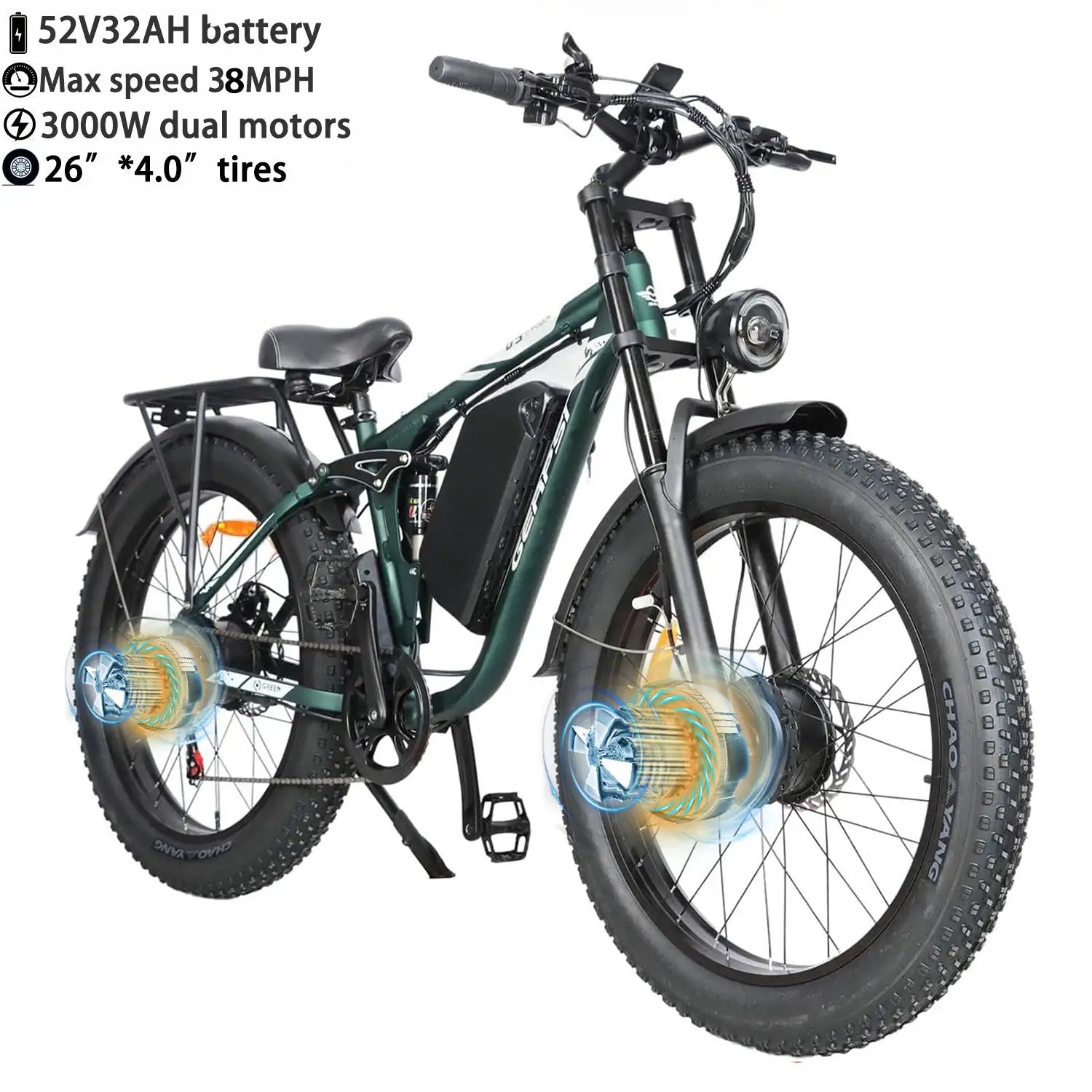 Baolujie Peak Dual Motor Electric Bike 3000W 5000W 48V 38MPH by Beastly Survival Outlet