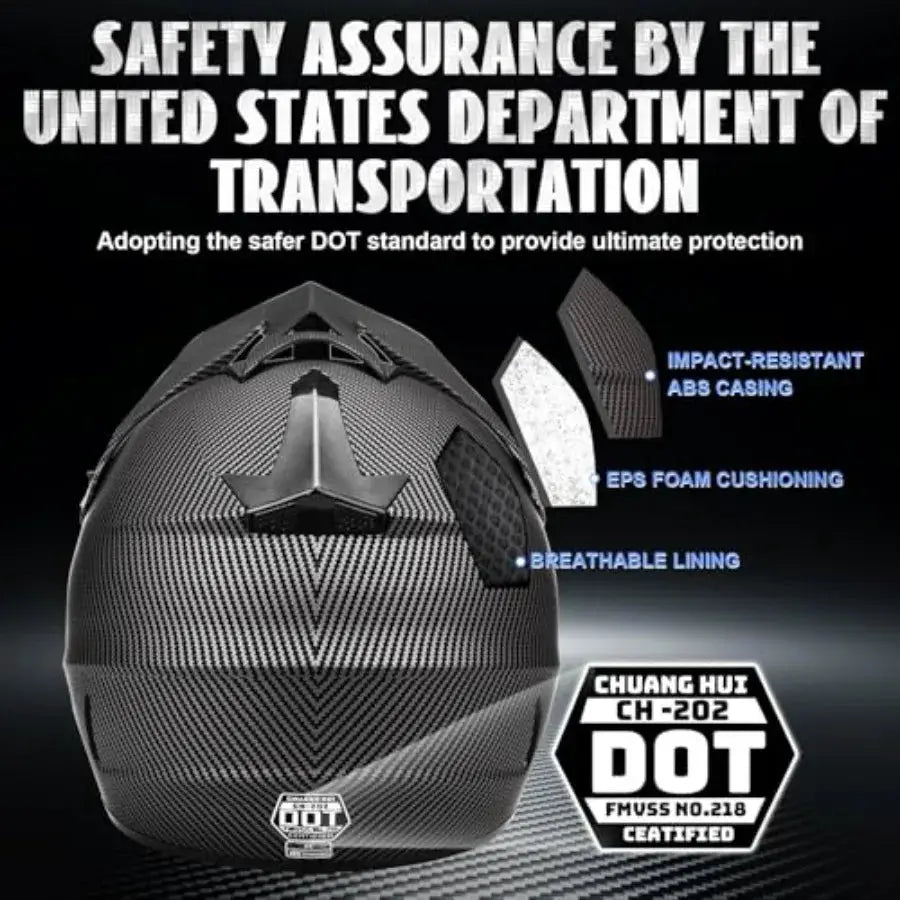 Full Face Dirt Bike Helmet DOT Certified ATV Kit Goggles Set by Beastly Survival Outlet