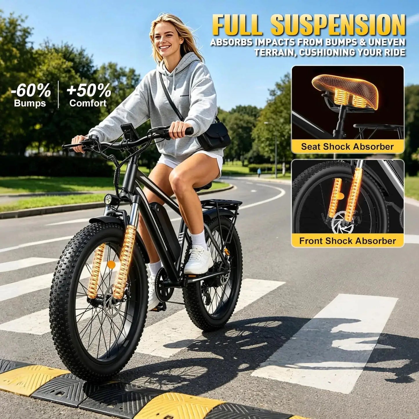 26 Inch Adult E-Bike 1000W Brushless Motor Electric Bicycle 48V15AH Battery Road & Off-road Mountain Ebike by Beastly Survival Outlet