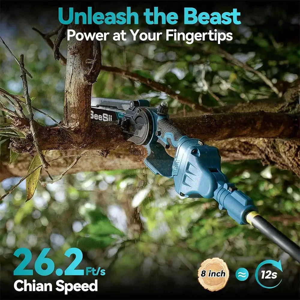 Seesii 2 in 1 Cordless 6" 8'' Pole Saw Mini Chainsaw Power Electric Polesaw Chain Saw with Extension Pole for Tree Trimming by Beastly Survival Outlet