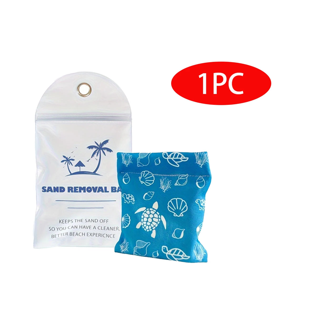 Sand Remover Bag and Brush for Beach Vacation and Camping Essentials