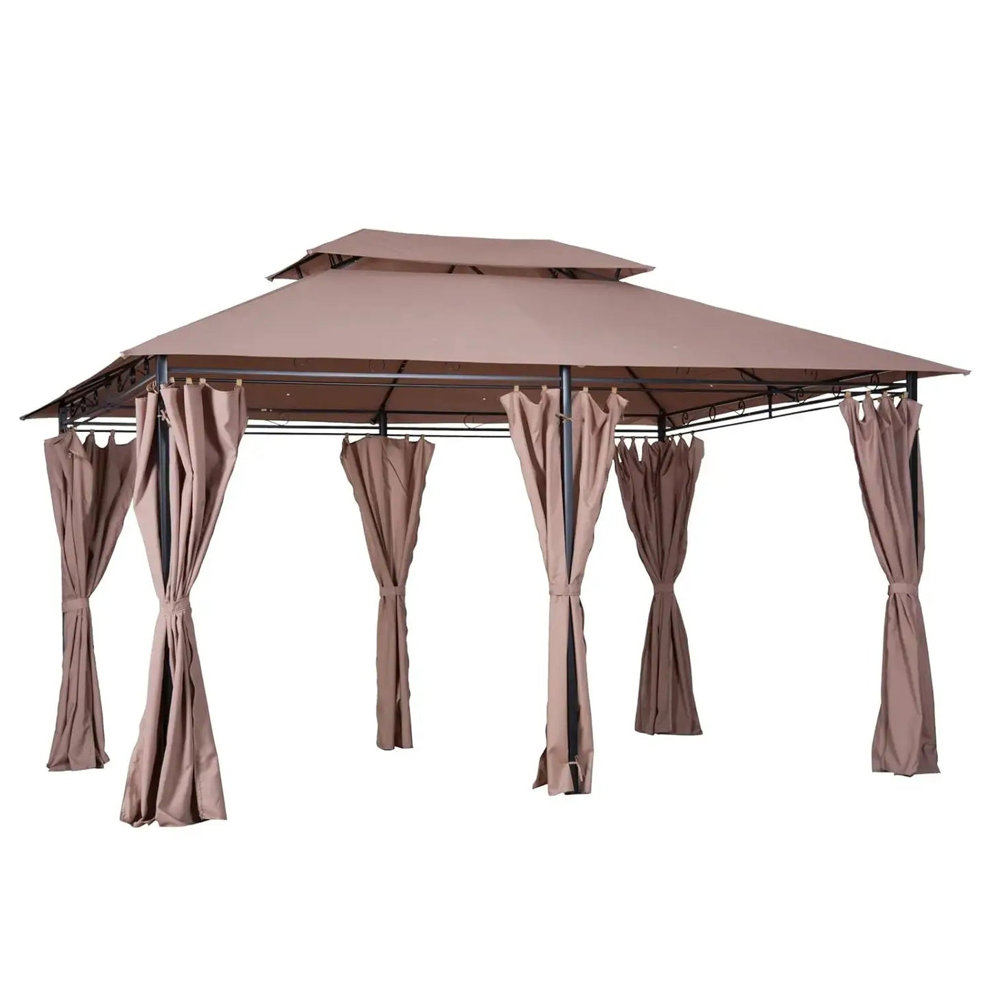 10x13 Patio Gazebo With Curtains Vented Roof And Steel Frame by Beastly Survival Outlet