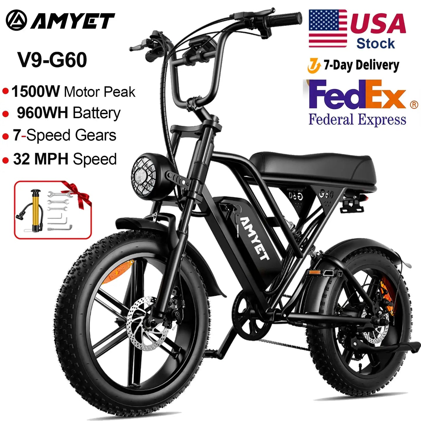 AMYET V9-G60 Adults Electric Bike 1000W Motor Bicycle 48V 20AH 20“ Tire Ebike Electric E Bikes Mountain Moped Ebikes For Men by Beastly Survival Outlet