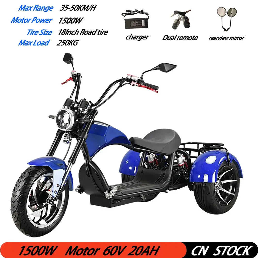 Adult Electric 3 Wheel Scooter 2000W Motor Max Speed 35-45KM/H Max Load 250KG 18 Inch Off road Fat Tire Electric Scooter by Beastly Survival Outlet
