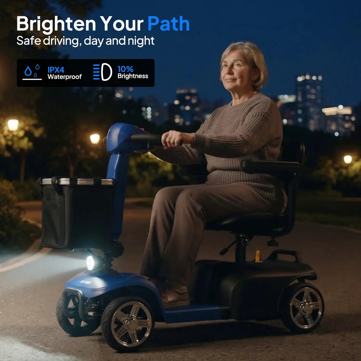 X02 4 Wheel Folding Electric Elderly Mobility Scooter 250W Motor 24V 10.4Ah Lead-acid Battery,Battery 10Miles Range 5MPH Solid Tires Anti‑tip Wheels LED Light For Seniors Disabled Adults by Beastly Survival Outlet X02 4 Wheel Folding Electric Elderly Mobility Scooter 250W Motor 24V 10.4Ah Lead-acid Battery,Battery 10Miles Range 5MPH Solid Tires Anti‑tip Wheels LED Light For Seniors Disabled Adults Beastly Survival Outlet