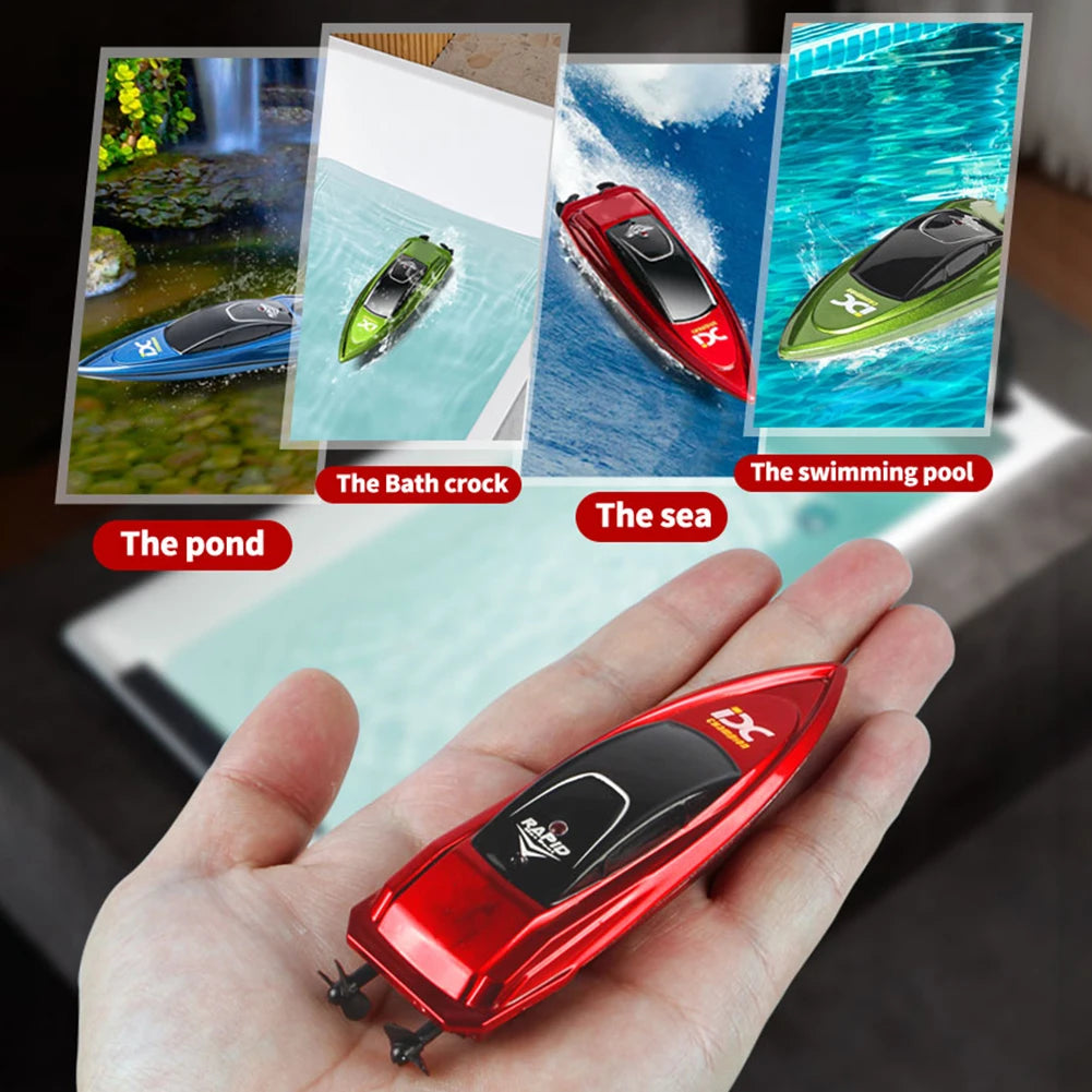 LED Light Waterproof Remote Control Boat 2 4 GHz High Speed Mini RC Ship for Pool And Sea Fun
