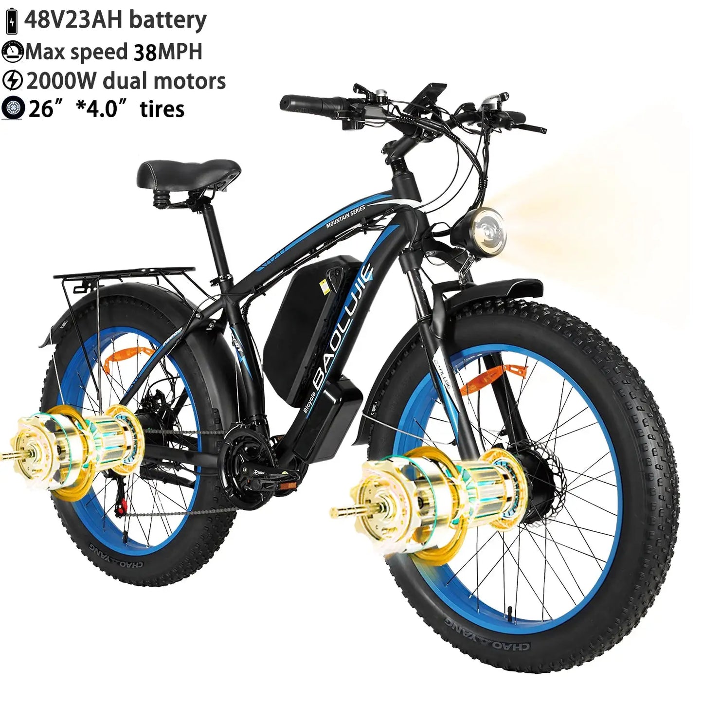 Baolujie Peak Dual Motor Electric Bike 3000W 5000W 48V 38MPH by Beastly Survival Outlet