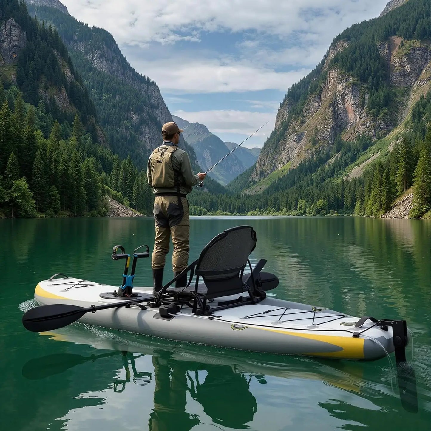 Inflatable Pedal Kayak 12ft With Rudder Fishing Setup EliteX