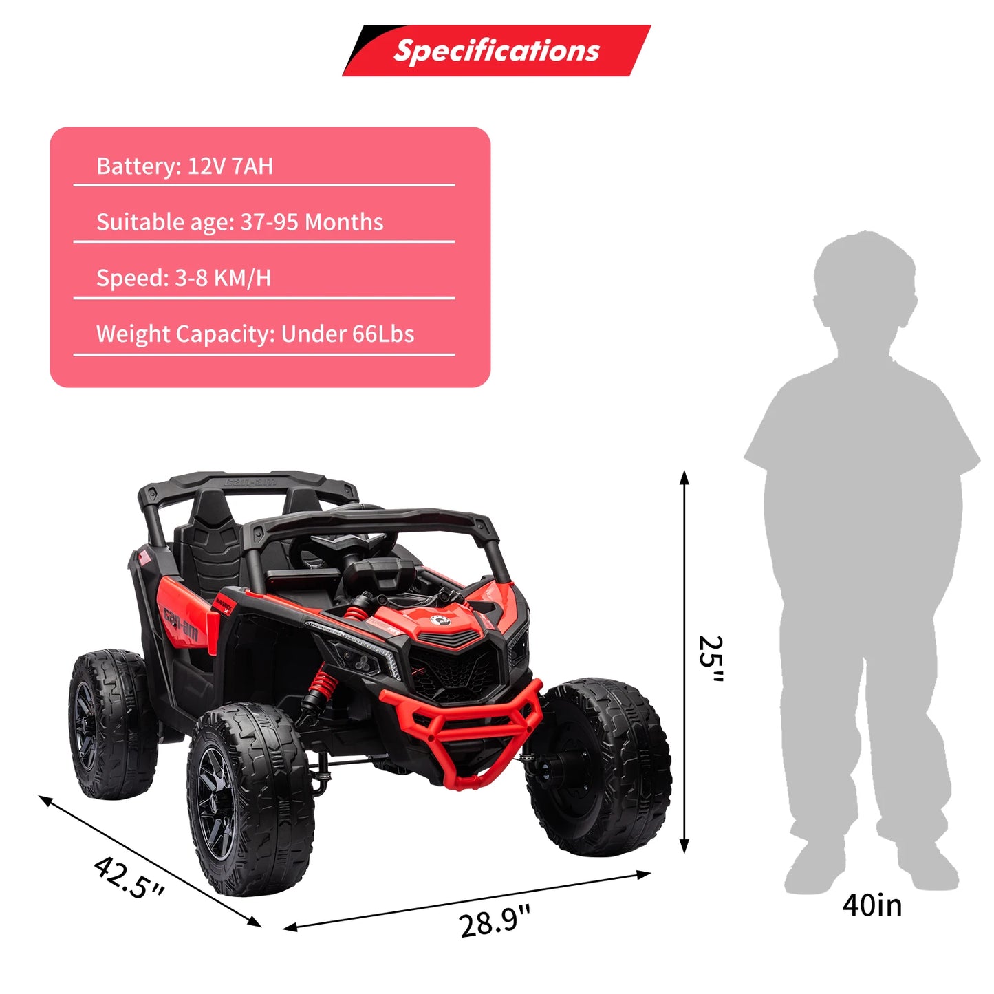 Licensed Can Am Electric Kids UTV Ride On Car Remote